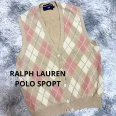 【RALPH LAUREN】ポロスポーツ 90s カシミヤ混 アーガイル柄ベスト
