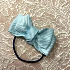 水色リボンヘアゴム