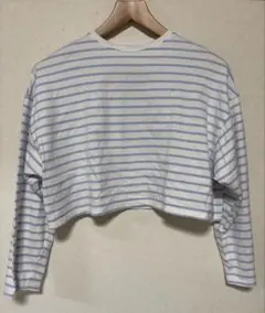 GRL クロップド丈 ボーダーTシャツ Freeサイズ ホワイト×ライトブルー♡