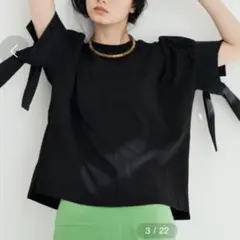 ADAM ET ROPE' アダムエロペ　袖　リボン　ブラック　パフスリーブ　黒