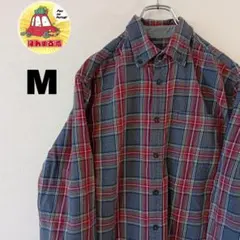 USA古着 EddieBauer ネルシャツ　M グレー　レッド　チェック