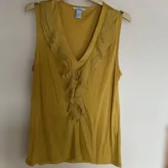 H&M ノースリーブ フリル チュニック マスタード L