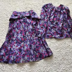 クリスチャンディオール　花柄セットアップ　ブラウス　ロングスカート　9/M位　紫