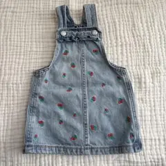 GAP デニム ジャンパースカート チェリー刺繍