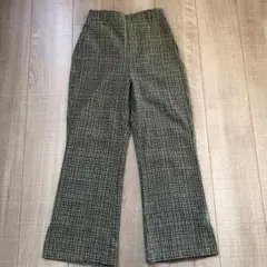 グリーン系チェック柄ワイドパンツ 約79cm