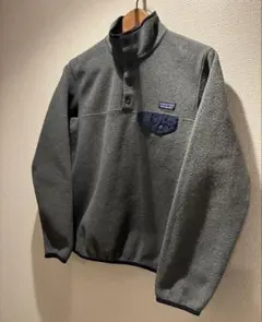 patagonia スナップT フリース S グレーxネイビー パタゴニア