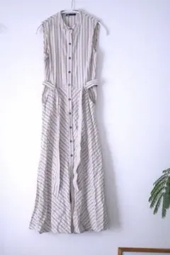 ZARA ストライプ ノースリーブ ロングワンピース