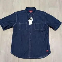 新品 美品 Dickies デニムシャツ ショートスリーブ ダークブルー