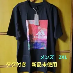 新品未使用『adidas・半袖・プリントTシャツ』メンズ　黒　2XL