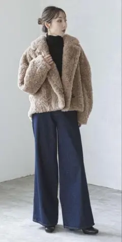 Noble リッチフェイクボアコート