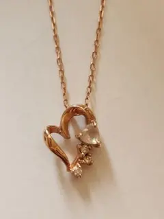 ハートネックレス　k10 ダイヤモンド　ブルームーンストーン