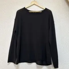 GU シースルー長袖ニット ブラック XL