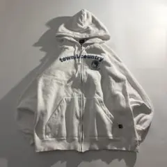 ジップアップパーカー 陰陽ロゴ バックプリント サーフ系 ストリート 古着
