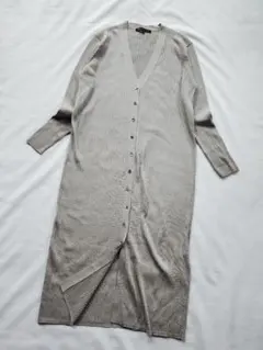 ２３区　【洗える】ドライコットンポリエステル　リブ　ロングカーディガン