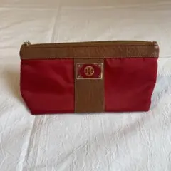 Tory Burch 赤 ナイロン レザー ポーチ