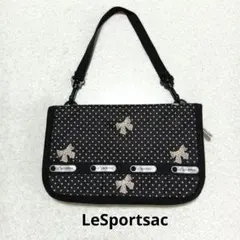 ☆美品☆レスポートサック 多機能ケース リボン ドット柄 黒 長財布 ポーチ