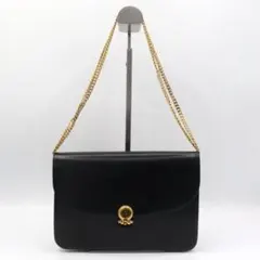 美品　クリスチャン　ディオール　レザー　ショルダーバッグ　ブラック