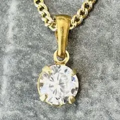 一粒ジルコニア キッズネックレス ゴールドカラー 41cm かわいい上品デザイン