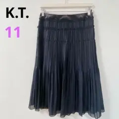 【キヨコタカセ】K.T. 黒 プリーツスカート ひざ丈　ベロア　日本製　11のサムネイル