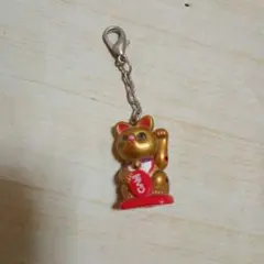 招き猫 ゴールド ミニチュア ストラップ