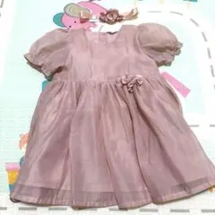 H&M ベビードレス 80 ピンク フラワー装飾