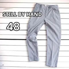 美品 スティルバイハンド ギンガムチェック コットン スラックス 48 ブルー