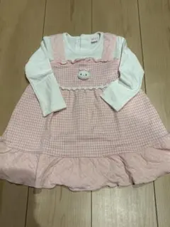 メゾピアノ　ピンク チェック柄 ワンピース　90