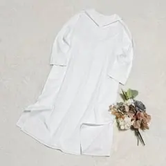 【ジーユー】GU セーラーカラーワンピース ロング ホワイト S ●