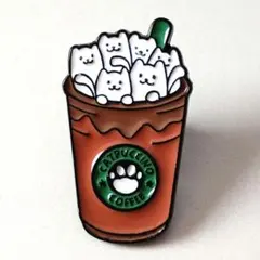 猫のカフェラテモチーフ ブローチ