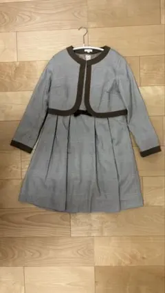 フォーマルスーツ（ワンピース、ボレロセット）茶チェック