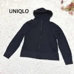 s2852【ユニクロ】パーカー フード ジップアップ シンプル ブラック M
