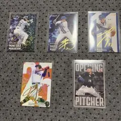 野球カード村上 宗隆、牧秀吾、東克樹、岡本和真、小島和哉　金サインカード