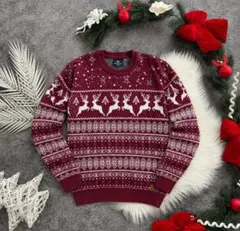 クリスマス柄 ニット セーター ボルドー