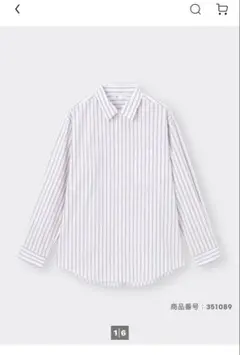 GU 長袖シャツ Lサイズ 白赤ストライプ