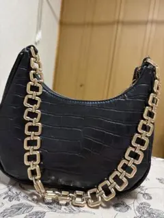 ZARA クロコダイル風 ハンドバッグ 黒