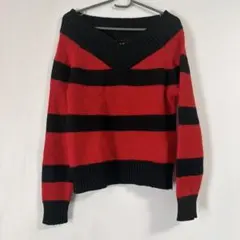 CECIL McBEE ボーダーオフショルダーセーター