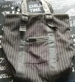 ストライプ柄トートバッグ 大容量