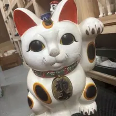 古瀬戸／招き猫／骨董／希少／縁起物／招き猫／アンティーク