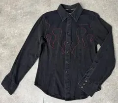 Harley Davidson 90s ファイヤーパターン 刺繍 シャツ XS