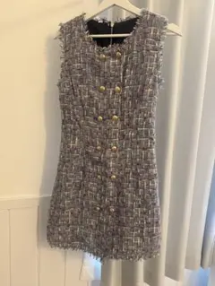 ツイードノースリーブドレス XS