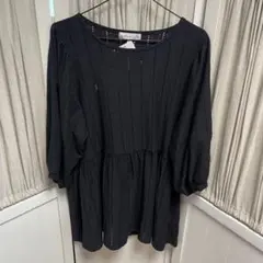 SEASON REASON ☆七分袖チュニック☆ＬＬサイズ☆ブラック【新品】