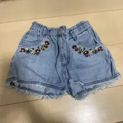 刺繍デニムハーフパンツ 120