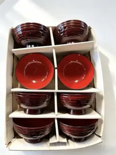 漆器 お椀 8客セット 木目 汁椀 和食器 箱付きのサムネイル