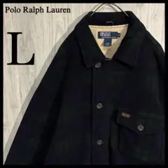 【希少モデル/USA製】ラルフローレン　レザーロゴ　フリースジャケット　L