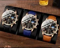 【秀麗品✨】GENEVA クォーツ腕時計 3個セット アナログ レザーベルト