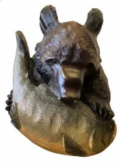 木彫りのクマ 札幌ハンドメイド 壁掛け可能