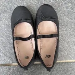 ブラックバレエシューズ リボン付き