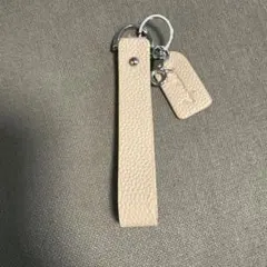 ベージュ レザー ストラップ型キーホルダー
