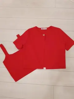 カーディガン　タンクトップ　レッド　ZARA