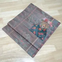 花冠×ヒョウ♥1点物♥八寸名古屋帯リメイク♥花唐草×鳳凰♥スモーキーカラー織模様